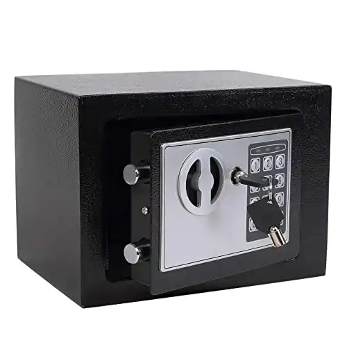Yuanshikj Electronic Deluxe Digital Security Safe Box Key Keypad Lock Home Office Hotel Business Jewelry Gun Cash Use Storage money (Black 1)