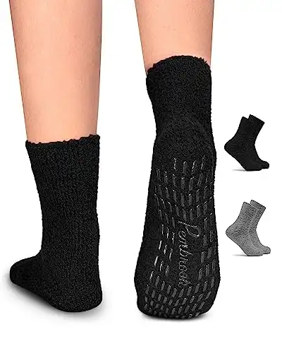 Fuzzy Slipper Socks with Grippers for Women and Men